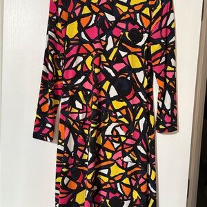 Anne Klein Colorful Abstract Long Sleeve Dress